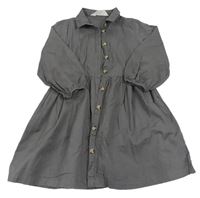 Šedé plátěné košilové šaty H&M