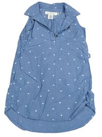 Světlemodré kytičkované košilové šaty H&M