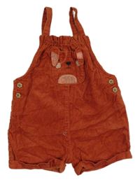 Cihlové manšestrové laclové kraťasy s pejskem Next 