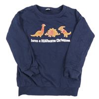 Tmavomodrá mikina s dinosaury TU 