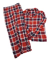 Červeno-bílo-tmavomodré kostkované pyžamo F&F