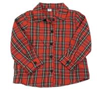 Červeno-barevná kostkovaná košile Shein