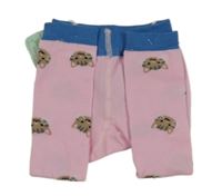 Nové - Světlerůžovo-modré punčochové legíny s kočkami