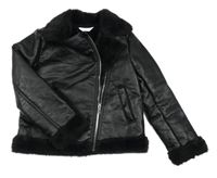 Černý koženkový zateplený křivák Primark