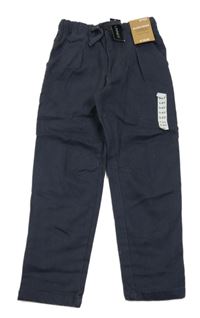 Nové - Tmavomodré plátěné relaxed kalhoty Dunnes