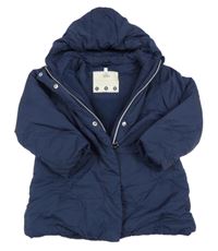 Tmavomodrý šusťákový zimní kabát s kapucí Topolino