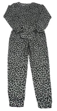 Šedo-černo-růžový vzorovaný kalhotový overal s páskem Matalan