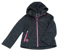 Anantracitovo-bílá melírovaná softshellová bunda s kapucí C&A