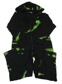 Černo-zelená vzorovaná kombinéza s kapucí Zara 