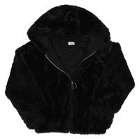Černá kožešinová podšitá bunda s kapucí F&F