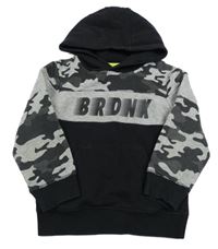 Černo-šedá mikina s nápisem a kapucí Matalan