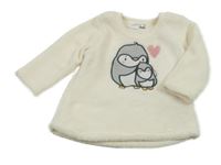 Smetanová chlupatá mikina s tučňáky Ergee