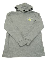 Šedá vzorovaná mikina s logem a kapucí Converse