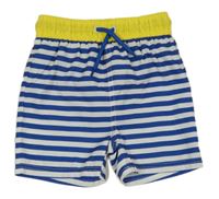 Tmavomodro-bílé pruhované plážové kraťasy se žlutým pasem Topolino