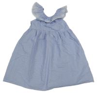 Modro-bílé pruhované krepové šaty s madeirou zn Primark