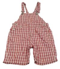 Červeno-bílé kostkované plátěné laclové kraťasy Bakito