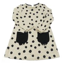 Smetanové bavlněné šaty s puntíky a kapucí H&M