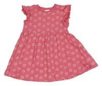 Růžové bavlněné šaty s kytičkami Zeeman 