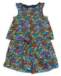 Tmavomodrý kraťasový květovaný overal Next