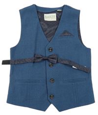 2set - Modrošedá společenská vesta + motýlek Ted Baker