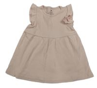 Světlerůžové žebrované šaty s volánky H&M