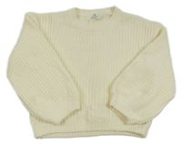 Smetanový žinylkový oversize crop svetr H&M