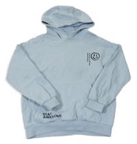 Světlemodrá oversize mikina s nápisem a kapucí M&S