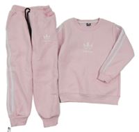 2Set - Světlerůžovo-bílá teplá mikina + tepláky Adidas