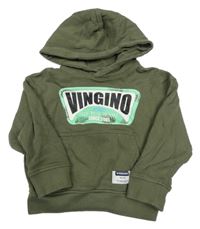Khaki mikina s nápisem a kapucí Vingino