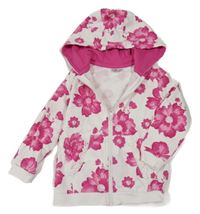Bílá propínací květovaná mikina s kapucí So Cute