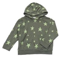 Khaki mikina s hvězdičkami a kapucí H&M