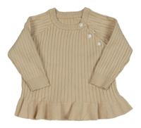 Béžový žebrovaný peplum svetr s knoflíčky Shein