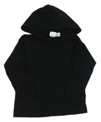 Černé melírované oversize triko s kapucí ZARA