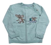 Mátový melírovaný svetr s koalami zn. M&S