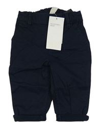 Tmavomodré plátěné kalhoty H&M