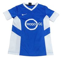 Modro-bílé funkční sportovní tričko s logem Nike