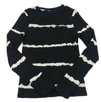 Černo-bílé pruhované/batikované žebrované crop triko F&F