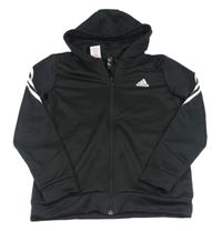 Černo-bílá funkční sportovní propínací mikina s kapucí Adidas