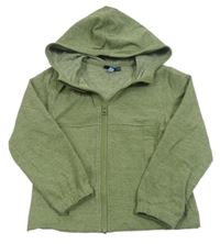 Khaki melírovaná fleecová propínací mikina s kapucí ANDY&EVAN