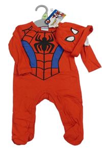 Nový - 2set - Červený overal s pavoukem + čepice - Spider-man MARVEL