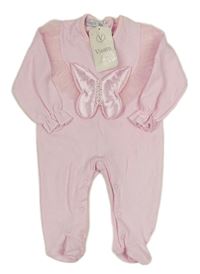 Nové - světlerůžový overal s 3D motýlkem a tylovými volánky Visara