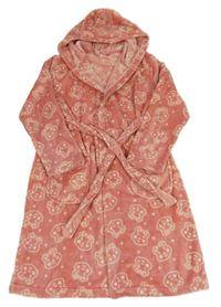 Růžový puntíkatý plyšový župan s medvídky Blush a kapucí George