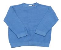 Modrý žebrovaný oversize svetr ZARA