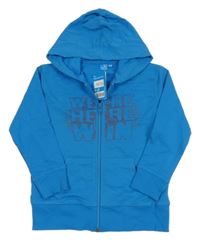 Nové - modrá propínací mikina s nápisy a kapucí Tom Tino