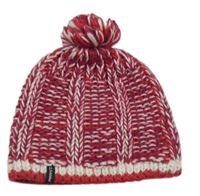 Vínovo-červeno-bílá melírovaná vlněná čepice s bambulí Schöffel