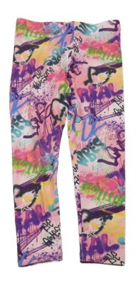 Růžové legíny s graffiti nápisy Next