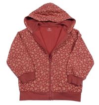 Rezavá propínací mikina s kytičkami a kapucí M&S