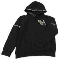 Černá mikina s písmenky a nápisy a kapucí alive