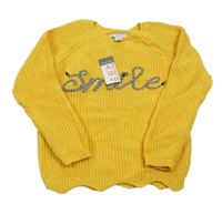 Nové - tmavožlutý žebrovaný svetr s nápisem PRIMARK