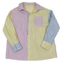 Lila-žluto-modro-bílá pruhovaná halenka SHEIN